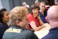 Photo of Frances O'Grady meeting with NHS workers