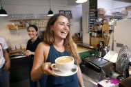 worker serving coffee