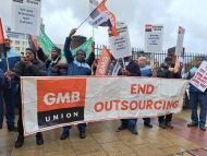 Outsourced workers protest