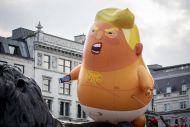 An inflatable Trump in Trafalgar Square during London protests against Trump's 2018 visit to the UK 