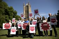 TUC General Secretary Frances O'Grady with public sector workers calling for a pay rise outside Parliament