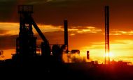 Steel factory in the background