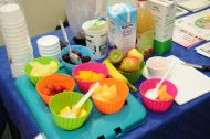 Bowls of fruit ready to be made in to smoothies