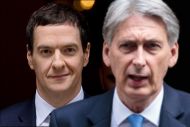 Image of Philip Hammond superimposed in front of an image of George Osborne