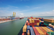 Container ship in port