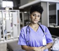 Hospital worker with stethoscope