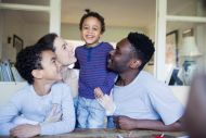 happy family at the dinner table