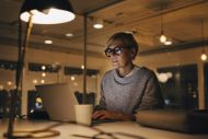 Business woman working late in office