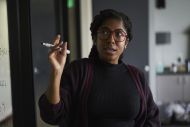 Female black worker office