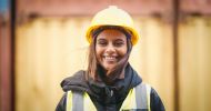 young worker in a hard hat