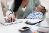 mother and baby at a computer