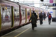 Passengers on platform at Waterloo