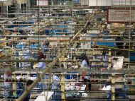 People working in a shoe factory