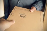 Amazon package being delivered to customer