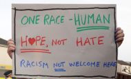 Hope Not Hate placard held up in Southport 