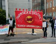 Picket line in Swansea