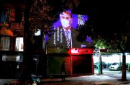 Images are projected on a buildings wall 
