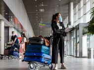 Women with mask, airport