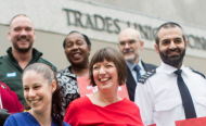 Frances O'Grady with workers