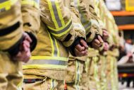 Firefighters lined up.