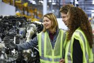 Young workers in a factory