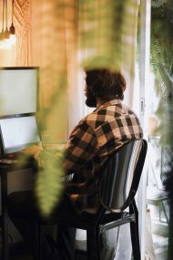 man working on laptop