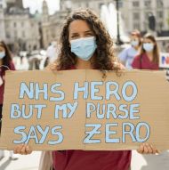 NHS workers protest over pay insult, Trafalgar Square, London. © Jess Hurd 2020-09-12 