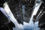 reflection of buildings in rain