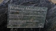 Plaque commemorating workers who have died at work in Wales 