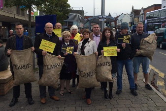TUC and local activists in Kingswood campaigning against peanut pay campaigning in Kingswood